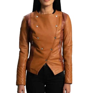 Calidad Premium 2025 nuevo estilo personalizado señora chaqueta elegante a prueba de viento piel de oveja Real abrigo botón bordado prendas de vestir calentadas - Product Image 1