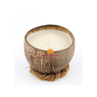 Tazón de cáscara de coco hecho a mano al por mayor, vela perfumada, cera de soja respetuosa con el medio ambiente con fragancia de cera de coco