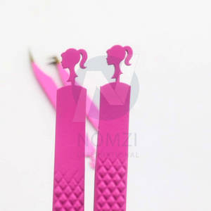 Ensemble de pinces à épiler pour extensions de cils en acier inoxydable de qualité professionnelle, à pointe pointue à 90 degrés, avec poignée en fibre diamantée, OEM/ODM - Product Image 5