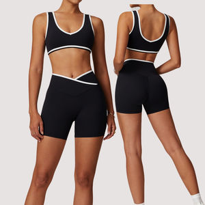 Nouveaux hauts de yoga sans couture au design branché shorts de yoga crz ensembles de yoga 2 pièces pour femmes vêtements - Product Image 2