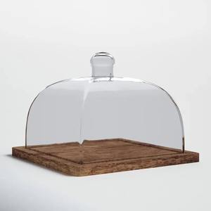 <b>Glass</b> <b>Cloche</b> with Wooden Base <b>Glass</b> Dome with Wood Base Cake <b>Glass</b> <b>Cloche</b> <b>Glass</b> <b>cloche</b> with wooden base <b>Glass</b> food display dome - Product Image 1
