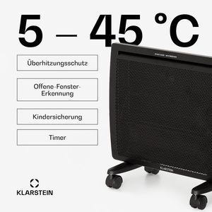 Radiateur Convecteur Mural Portable 1000W avec Minuteur 7 Jours IP24 pour Pièces jusqu'à 10 m² 3,2 kg Noir - Product Image 4