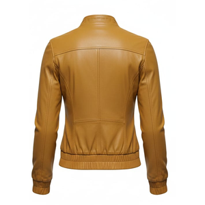 Chaqueta de Motociclista de Cuero Real de Color Personalizado para Mujer, Ajustada, Impermeable, con Forro de Algodón, Estilo Vintage - Product Image 5