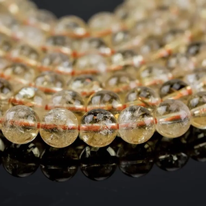 ลูกปัดอัญมณีทรงกลมเรียบสีเหลืองมะนาวธรรมชาติขนาด4มม. ทำมือจี้สร้อยคอทำด้วยมือ - Product Image 1