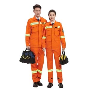 Ensemble de vêtements de travail respirants 100 % coton pour pompiers forestiers, ignifuge, isolant, avec bande réfléchissante - Product Image 1