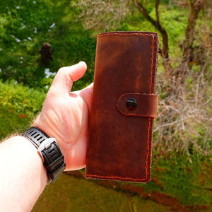 Premium Quality Customized Men's <b>Wallet</b> Genuine Sheepskin Leather with Open Closure Long Length Polyester Lining - Product Image 5