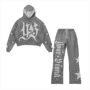 Conjunto Deportivo Personalizado de Diseño Urbano, 100% Algodón, con Apliques Bordados y Serigrafía, para Hombre, Sudadera con Capucha y Pantalones de Primera Calidad - Product Image 1