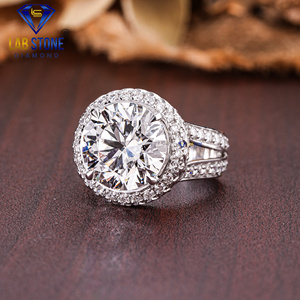 Lab-Stone Party Wear Anillo de diamantes 7.044 TDW Diamante de corte redondo Oro blanco de 18kt Color DE LA EF-VS - Product Image 2
