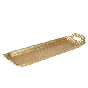 Plateau de service en fonte de métal de conception moderne de haute qualité plateau de vaisselle de couleur or fait à la main durable pour les fêtes de mariage et la décoration de cuisine - Product Image 1