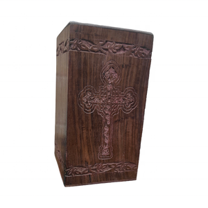 Urna de madera grabada para cenizas de humanos, bolsa de satén para adultos, caja de urnas de cremación cruzada, 250 libras - Product Image 2