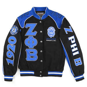 Zeta Phi Beta, chaqueta universitaria para mujer, lana corta de invierno, transpirable, cuello en V, decoración de letras bordadas, piel de oveja, cuero liso - Product Image 5