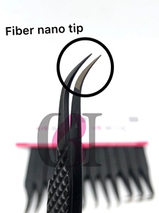 Pinzas de extensión de pestañas con aislamiento de punta de fibra de 90 grados de Plasma negro curvo Herramientas de belleza con logotipo personalizado de acero inoxidable de 45 grados - Product Image 5