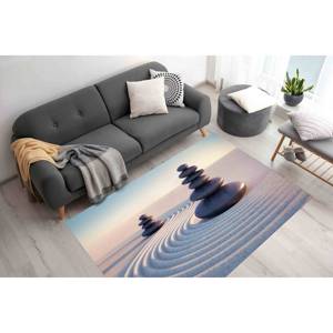 Tapis Zen Stones, style minimaliste moderne, chenille, décoration de salon, tapis imprimé 3D japonais, tapis en velours - Product Image 1