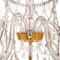 Lustre décoratif en verre de Murano italien et bois doré, 8 lumières, style bougie avec coupelles, éclairage français pour mariage, villa, maison