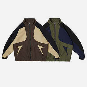 Veste coupe-vent légère pour hommes en gros | Manteau en polyester à blocs de couleurs avec fermeture éclair - Product Image 3