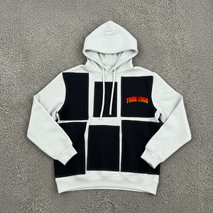 เสื้อฮู้ดลายฮิปฮอปสำหรับผู้ชายผ้าคอตตอน400 GSM สีบล็อค100% พิมพ์โลโก้ได้ตามต้องการ - Product Image 1