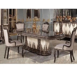 Diseñador tallado a mano de 4 plazas muebles de comedor Formal tallado a mano muebles de comedor de plata antigua mirada mesa de comedor - Product Image 1