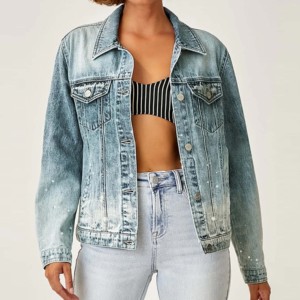 Veste en jean courte de marque pour femmes dernière conception bouton manches longues poches Streetwear décontracté pour la saison d'automne pour les filles - Product Image 1