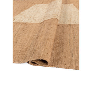 พรมปูพื้นสีน้ำตาลเบจ ลายทอแบบเรียบ ทำจากปอกระเจา ทำมือ ลายแบบนามธรรม รูปทรงสี่เหลี่ยมผืนผ้า สำหรับบ้าน ห้องโถง ห้องนั่งเล่น ห้องนอน-PDJT-385 - Product Image 2