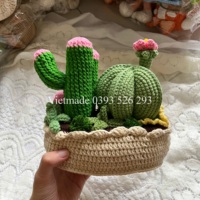 Barang laris 2025 pot bunga kaktus jamur buatan tangan lucu dekorasi rumah hadiah Festival bunga buatan rajut hadiah rajut bunga