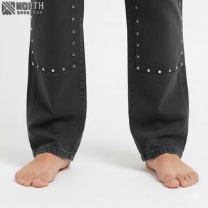 Nouveau jean épais coupe cintrée pour hommes pour l'automne jambe droite jean pour hommes à la mode avec élastique lavage moyen entièrement assorti - Product Image 3