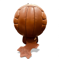 Geoffrey Classic Mini-Fußball 18P in Beige, 100% Kuhleder, Umweltfreundlich, Tragbar, Hohe Luftretention, Butyl-Blase, Größe 2