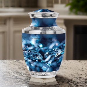 โกศใส่เถ้ากระดูกเพชรสีฟ้าสำหรับเก็บขี้เถ้าของมนุษย์ที่เก็บขี้เถ้าที่ระลึกตามสั่งภาชนะสำหรับงานศพสไตล์อเมริกันสำหรับผู้ใหญ่ - Product Image 4