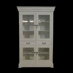 Elegant Kitchen Cabinet White <b>Bookcase</b> with Premium Mahogany Glass Doors, Suitable for Living Room and Bedroom and Dining Room - Product Image 1