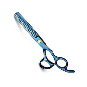 Tijeras de adelgazamiento para corte de cabello de Color azul brillante, diseño personalizado, tijeras elegantes para el cabello ligeras con reposapiés fijo - Product Image 1