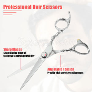 Tijeras de barbero de acero inoxidable Premium con logotipo personalizado disponible para salones y barberías - Product Image 5