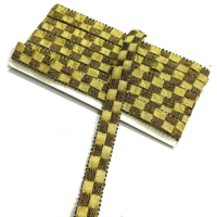 Cordon personnalisé en polyester métallisé de 1 cm, tressé plat, avec franges au crochet et garniture perlée, pour lacets de chaussures, cordons de serrage et sacs brodés de strass
