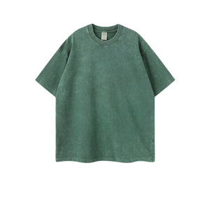 2025เสื้อยืดคอกลมเปิดไหล่สำหรับผู้ชายทรงโอเวอร์ไซส์ผ้าคอตตอนผ้า100% ฟอกสีกรด250แกรมสำหรับฤดูร้อน - Product Image 3