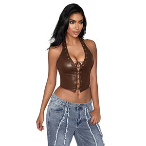 Nouvelle arrivée Débardeur en cuir pour femmes taille personnalisée Style décontracté léger avec logo et décoration personnalisés pour adultes - Product Image 1