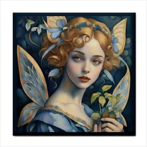 Azulejo de cerámica azul Pixie, borde artesanal, bosque de hadas, arte decorativo, Backsplash, accesorios de azulejo Premium - Product Image 1