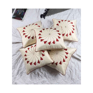 White 16x16in 100% Cotton Embroidered Butti <b>Cushion</b> Dyed With Natural Colors For Export Buyers & Global Dispatch Quick Shipping - Product Image 1