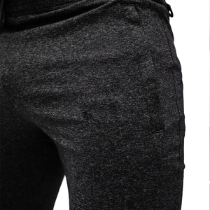 กางเกงวิ่งขายาวผ้าถ่านเข้มสำหรับผู้ชายกางเกงเทรนนิ่งแบบสลิมฟิตผ้าคอตตอนผสมผ้าคอตตอนใส่เล่นกีฬาเอวยางยืดทันสมัย - Product Image 4