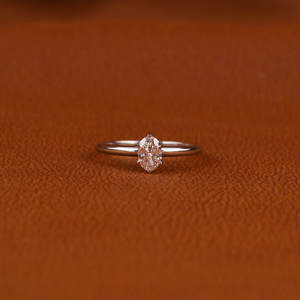 Certified Light Pink Oval Cut Lab Grown Diamond Engagement Ring 18KT <b>Solid</b> Gold Portrait Solitaire Lab Grown Engagement Ring - Product Image 1