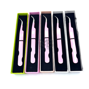 Pince à épiler personnalisée en acier inoxydable de haute qualité, lisse et dentelée, pour extensions de cils, couleur unie intense - Product Image 2