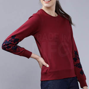 Sudadera de cuello redondo de algodón para mujer, Jersey transpirable con estampado personalizado de fábrica, moda para invierno - Product Image 5