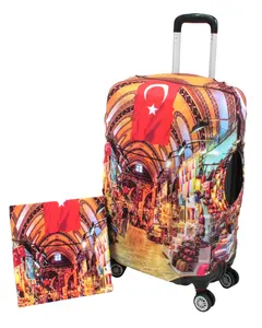 Spandex Suitcase Cover Grand Bazaar Istanbul Printed Made In Turkey OEM Luggage Cover Custom Design Spandex Fabric Luggage Cover