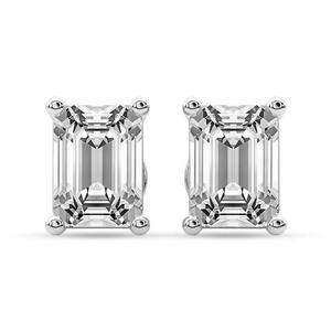 Trendy Four-Prong <b>Emerald</b> Cut Moissanite <b>Stud</b> Earrings Silver Arrow Shape for Engagement Wedding Anniversary Parties Gifts - Product Image 6