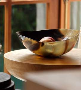 Bol de service à salade en corne de buffle fait à la main nouveau design ensembles de vaisselle en bois fini à la main fabricant en gros - Product Image 3