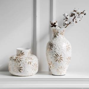 แจกันมุกสีเบจและสีขาวตกแต่งบ้านบ้านระเบียงบ้านแจกันปลูกต้นไม้ไฮโดรโปนิกส์จากงานหัตถกรรมทีเอนฟอง - Product Image 2