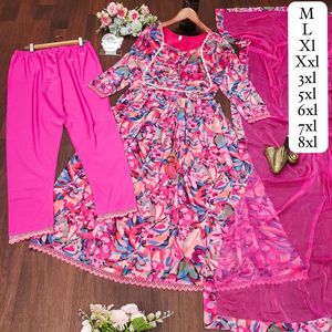 Mujeres Algodón Verano Boho Fiesta Urbano Cóctel Floral Largo Kurti Conjunto Con Pantalón Maxi Vestido - Product Image 4