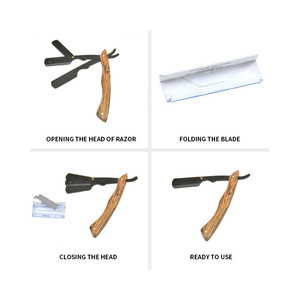 Afeitadora plegable profesional de una sola hoja, herramienta de cuchillo de acero inoxidable, manual clásico, cuerpo recto, maquinillas de afeitar con mango de madera para - Product Image 4