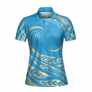 Polo tricoté décontracté à manches courtes pour femme, couleur unie, respirant, séchage rapide, anti-boulochage, motif tribal, prix de gros - Product Image 5