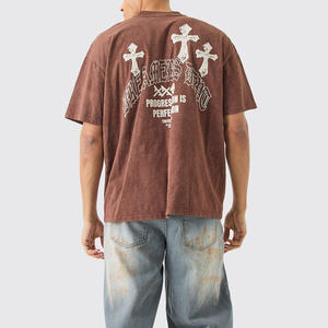 Camiseta personalizada para hombre y mujer con aspecto desgastado y ajuste holgado, ropa de calle de gran tamaño, camiseta lavada con ácido para unisex - Product Image 6