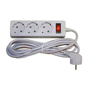 Gran oferta, toma de corriente de extensión protegida contra sobretensiones gris de 3 vías con conexión a tierra, Cable estándar EU/UK/US de 5 metros para uso de conmutación - Product Image 1