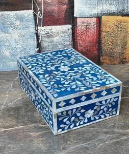 Boîte à bijoux en bois incrusté d'os de luxe sur mesure de haute qualité, boîte à bagues artisanale, rangement décoratif, fabricant en Inde - Product Image 1