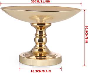 Bol de rangement à grande hauteur or Plat rond moderne élégant avec bord dentelé Bol métallique pour la maison ou le bureau Déco de Noël - Product Image 5